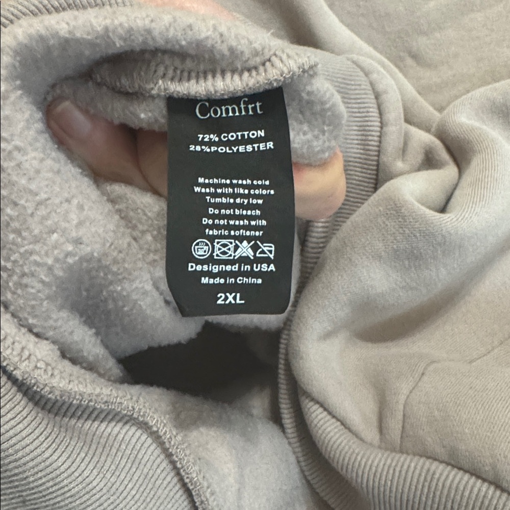 Comfrt Signature Hoodie Bark 2XL Oversized Unisex Fleece Minimalist Athleisure - Picture 5 of 5